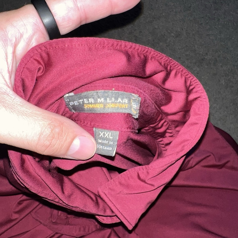 Peter Millar Summer Comfort Men's 2XL Maroon Solid Polo Short Sleeve Button - Picture 3 of 6